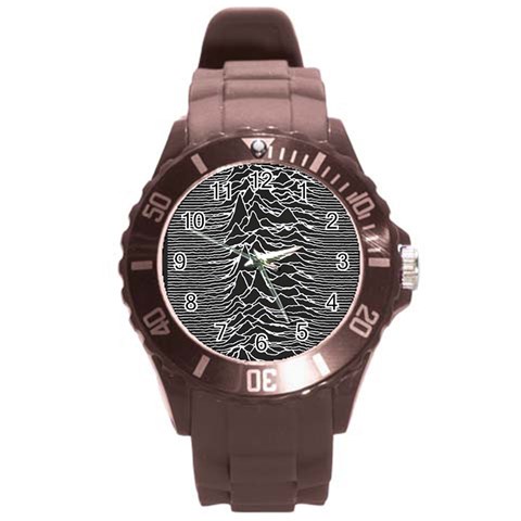 Joy Division Unknown Pleasures Pattern Round Plastic Sport Watch (L) from ArtsNow.com Front