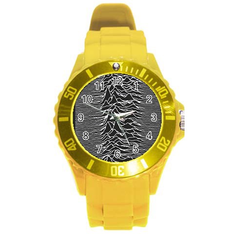 Joy Division Unknown Pleasures Pattern Round Plastic Sport Watch (L) from ArtsNow.com Front