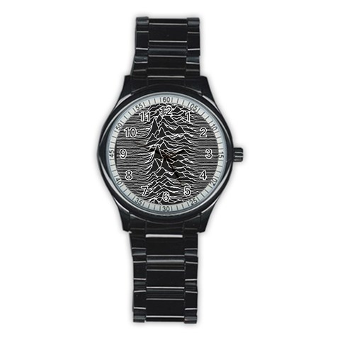 Joy Division Unknown Pleasures Pattern Stainless Steel Round Watch from ArtsNow.com Front