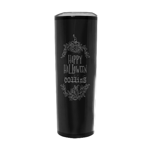 Personalized Halloween Floral Name Any Text Stainless Steel Travel Tumbler 20oz Stainless Steel Travel Tumbler (Black) from ArtsNow.com Front