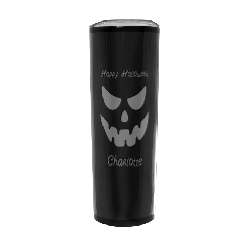 Personalized Halloween Pumpkin Face Name Any Text Stainless Steel Travel Tumbler 20oz Stainless Steel Travel Tumbler (Black) from ArtsNow.com Front
