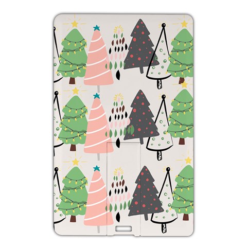 Christmas Trees Icons Name Card Style USB Flash Drive from ArtsNow.com Front