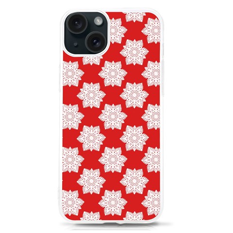 Christmas Snowflakes Background Pattern iPhone 15 TPU UV Print Case from ArtsNow.com Front