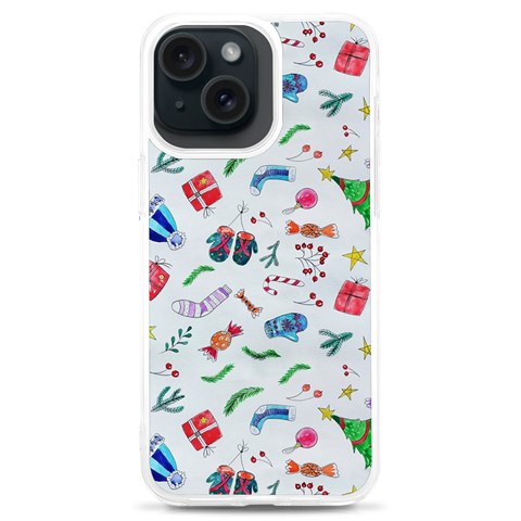 New Year Christmas Winter Pattern iPhone 15 Plus TPU UV Print Case from ArtsNow.com Front