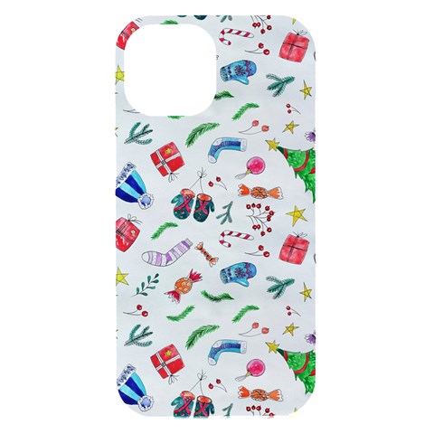 New Year Christmas Winter Pattern iPhone 15 Black UV Print PC Hardshell Case from ArtsNow.com Front