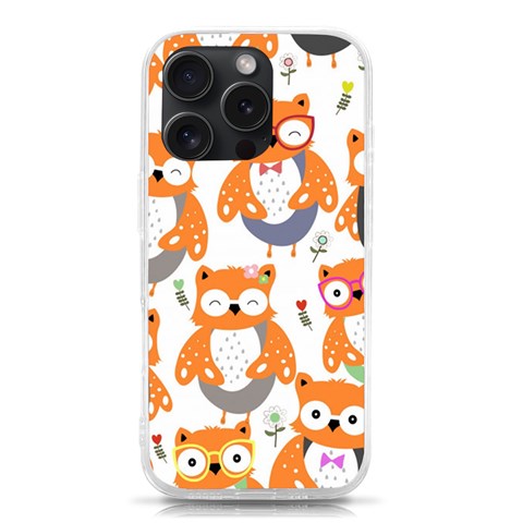 Cute Colorful Owl Cartoon Seamless Pattern iPhone 15 Pro TPU UV Print Case from ArtsNow.com Front