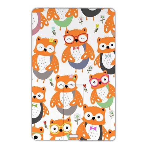 Cute Colorful Owl Cartoon Seamless Pattern Name Card Style USB Flash Drive from ArtsNow.com Front