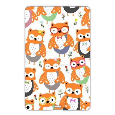 Cute Colorful Owl Cartoon Seamless Pattern Name Card Style USB Flash Drive from ArtsNow.com Back