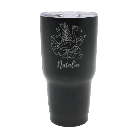 Personalized Name Any Text Summer Flamingo 30oz Thermal Travel Tumbler 30oz Thermal Travel Tumbler from ArtsNow.com Front
