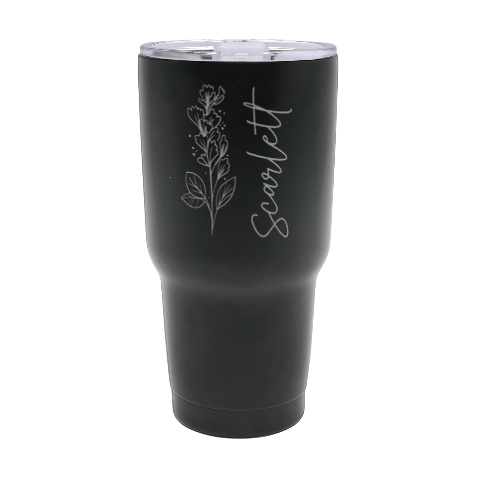 Personalized Name Any Text Flower 30oz Thermal Travel Tumbler 30oz Thermal Travel Tumbler from ArtsNow.com Front