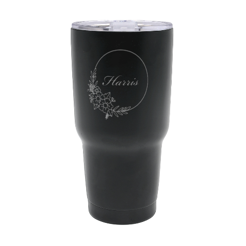 Personalized Name Any Text Flower frame 30oz Thermal Travel Tumbler 30oz Thermal Travel Tumbler from ArtsNow.com Front