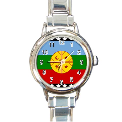 Flag Of The Mapuches Round Italian Charm Watch from ArtsNow.com Front