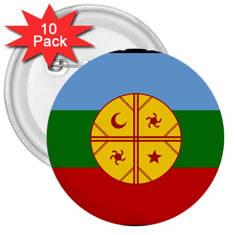 Flag Of The Mapuches 3  Buttons (10 pack)  from ArtsNow.com Front