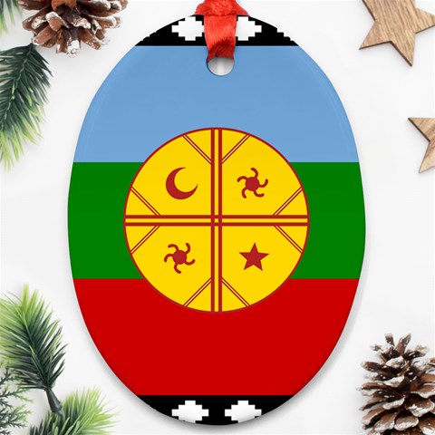 Flag Of The Mapuches Oval Ornament (Two Sides) from ArtsNow.com Front