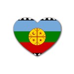 Flag Of The Mapuches Rubber Heart Coaster (4 pack)