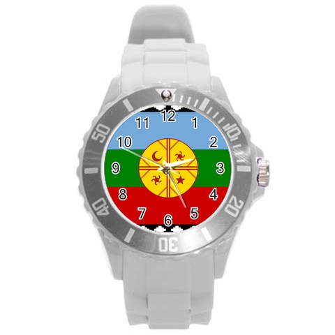 Flag Of The Mapuches Round Plastic Sport Watch (L) from ArtsNow.com Front