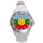 Flag Of The Mapuches Round Plastic Sport Watch (L)