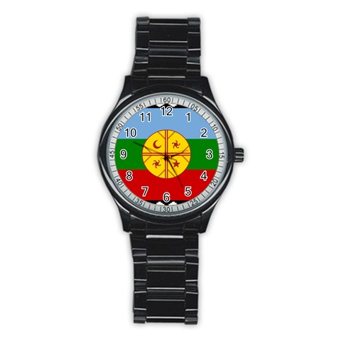 Flag Of The Mapuches Stainless Steel Round Watch from ArtsNow.com Front