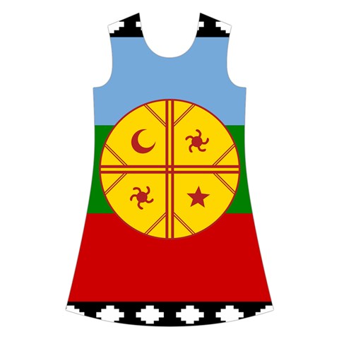 Flag Of The Mapuches Kids  Short Sleeve Velvet Dress from ArtsNow.com Front