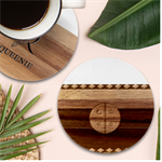 Flag Of The Mapuches Marble Wood Coaster (Round)