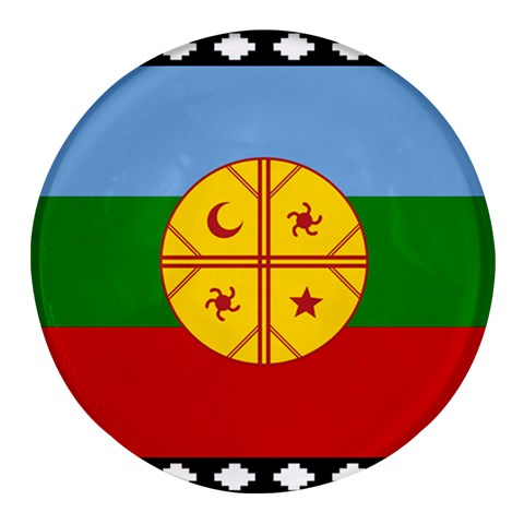 Flag Of The Mapuches Round Glass Fridge Magnet (4 pack) from ArtsNow.com Front