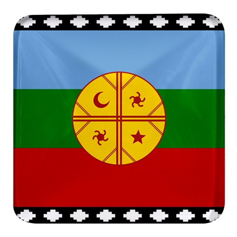 Flag Of The Mapuches Square Glass Fridge Magnet (4 pack) from ArtsNow.com Front