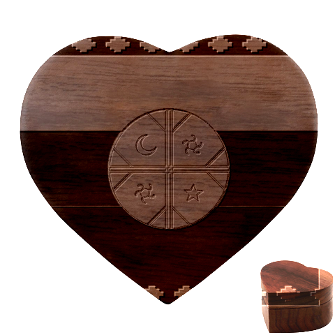 Flag Of The Mapuches Heart Wood Jewelry Box from ArtsNow.com Front