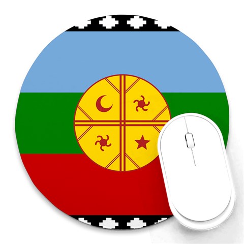 Flag Of The Mapuches Svg Round Mousepad from ArtsNow.com Front