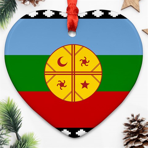 Flag Of The Mapuches Svg Ornament (Heart) from ArtsNow.com Front