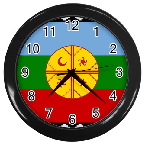 Flag Of The Mapuches Svg Wall Clock (Black) from ArtsNow.com Front