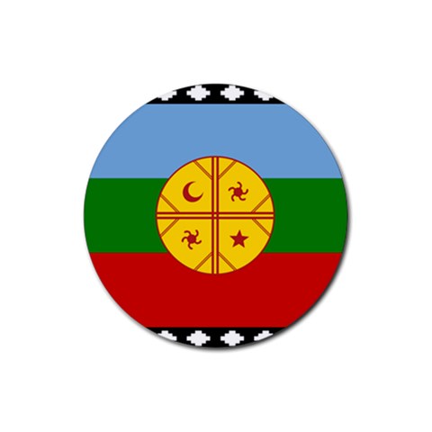 Flag Of The Mapuches Svg Rubber Coaster (Round) from ArtsNow.com Front