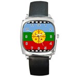 Flag Of The Mapuches Svg Square Metal Watch