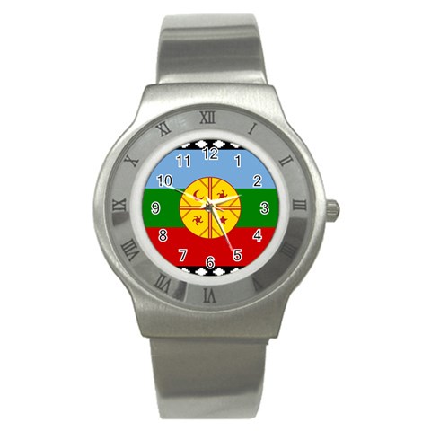 Flag Of The Mapuches Svg Stainless Steel Watch from ArtsNow.com Front