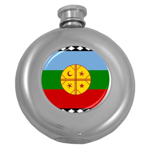 Flag Of The Mapuches Svg Round Hip Flask (5 oz) from ArtsNow.com Front