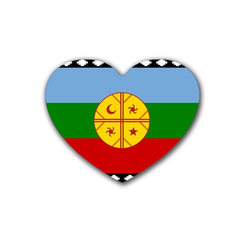 Flag Of The Mapuches Svg Rubber Heart Coaster (4 pack) from ArtsNow.com Front