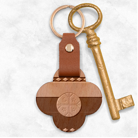 Flag Of The Mapuches Svg Engraved Wood Key Chain from ArtsNow.com Front