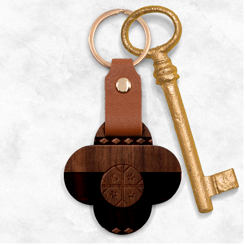 Flag Of The Mapuches Svg Engraved Wood Key Chain from ArtsNow.com Front
