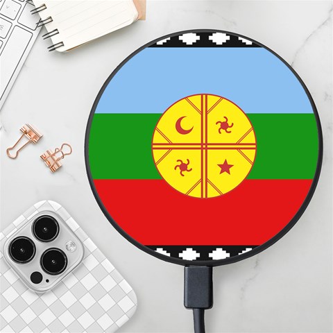 Flag Of The Mapuches Svg Wireless Fast Charger(Black) from ArtsNow.com Front