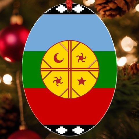Flag Of The Mapuches Svg UV Print Acrylic Ornament Oval from ArtsNow.com Front