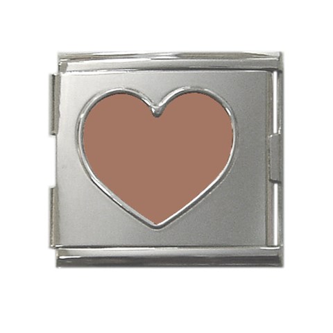 Mocha Mousse Hex Code #a47864 Mega Link Heart Italian Charm (18mm) from ArtsNow.com Front