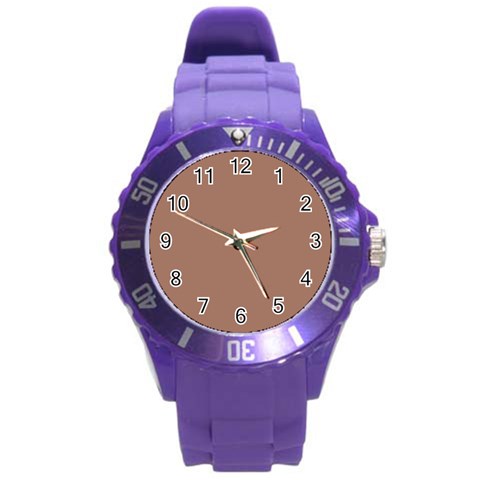 Mocha Mousse Hex Code #a47864 Round Plastic Sport Watch (L) from ArtsNow.com Front