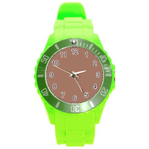 Mocha Mousse Hex Code #a47864 Round Plastic Sport Watch (L) from ArtsNow.com Front