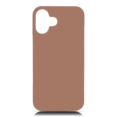 Mocha Mousse Hex Code #a47864 iPhone 16 Plus Black UV Print PC Hardshell Case from ArtsNow.com Front
