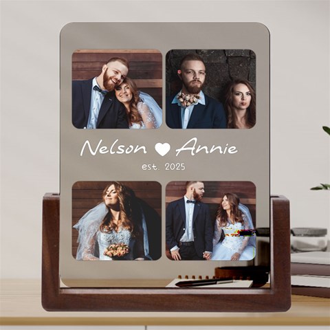 Personalized 4 Photo Any Text Couple Valentine Day Acrylic UV Print 6  Tabletop Frame (U Front