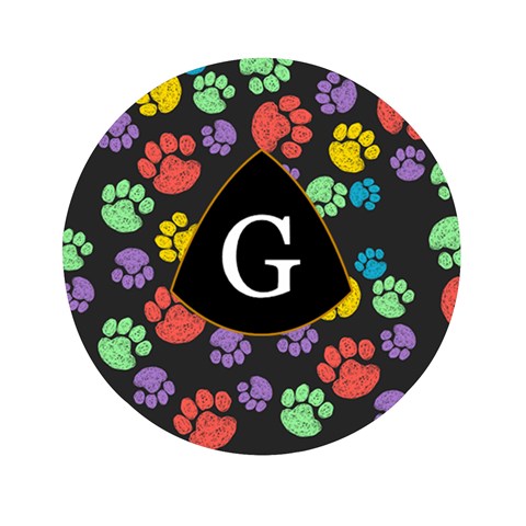 Pet Pattern Monogram Letter Mini Round Mirror from ArtsNow.com Front