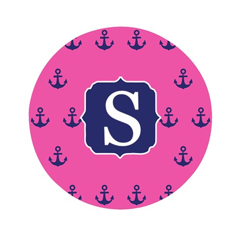 Anchor Pattern Initial Mini Round Mirror from ArtsNow.com Front