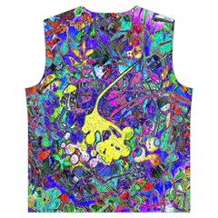Vibrant Abstract Floral in Rainbow Colors Men s High Neck Button Up Puffer Vest from ArtsNow.com Back