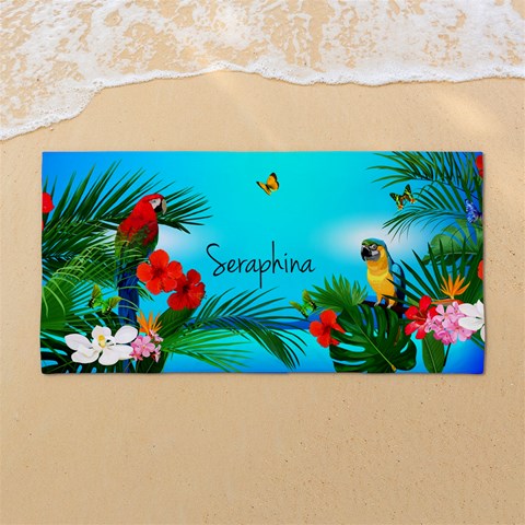 Custom Tropical Summer Name Any Text 54 X27  Super Absorbent Beach Towel	 from ArtsNow.com Front
