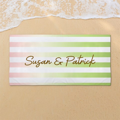 Custome Stripe Color Any Text Couple Name 54 X27  Super Absorbent Beach Towel	 from ArtsNow.com Front