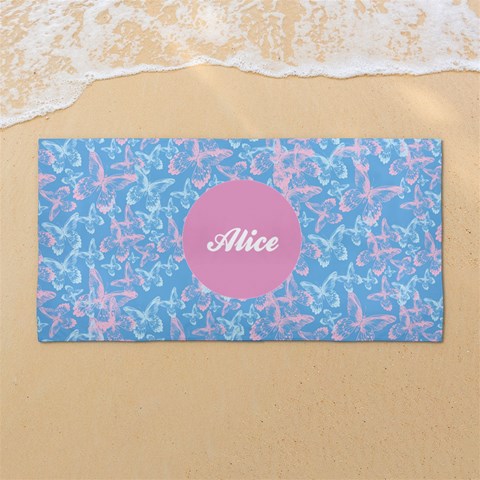 Custom Butterfly Fancy Color Any Text Name 54 X27  Super Absorbent Beach Towel	 from ArtsNow.com Front